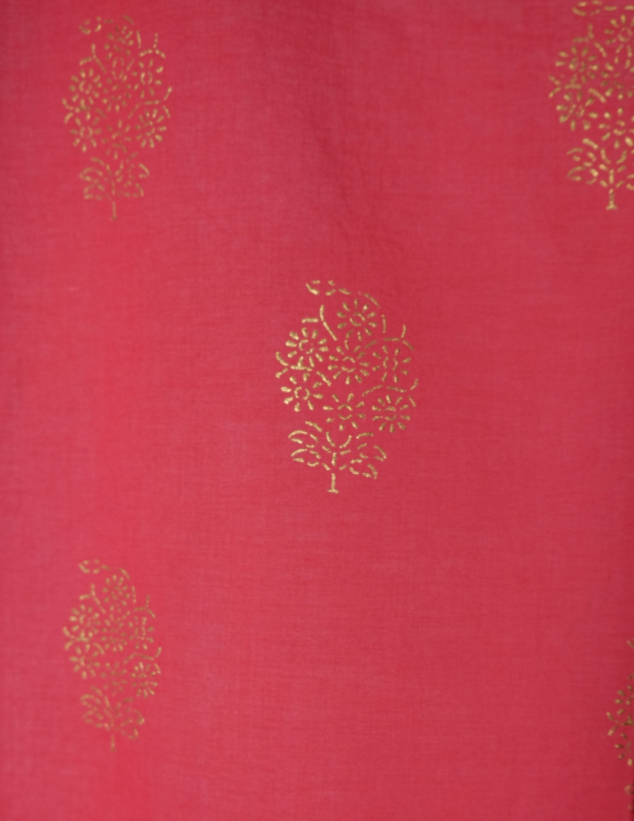 Hand block printed curtain – Blush with gold print – cotton – 47″w x 92″ l