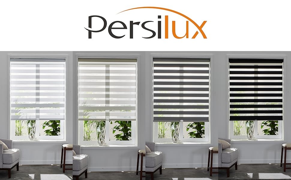Zebra Blinds Cordless, Zebra Roller Shades for Windows (48″ W x 72″ H, White)