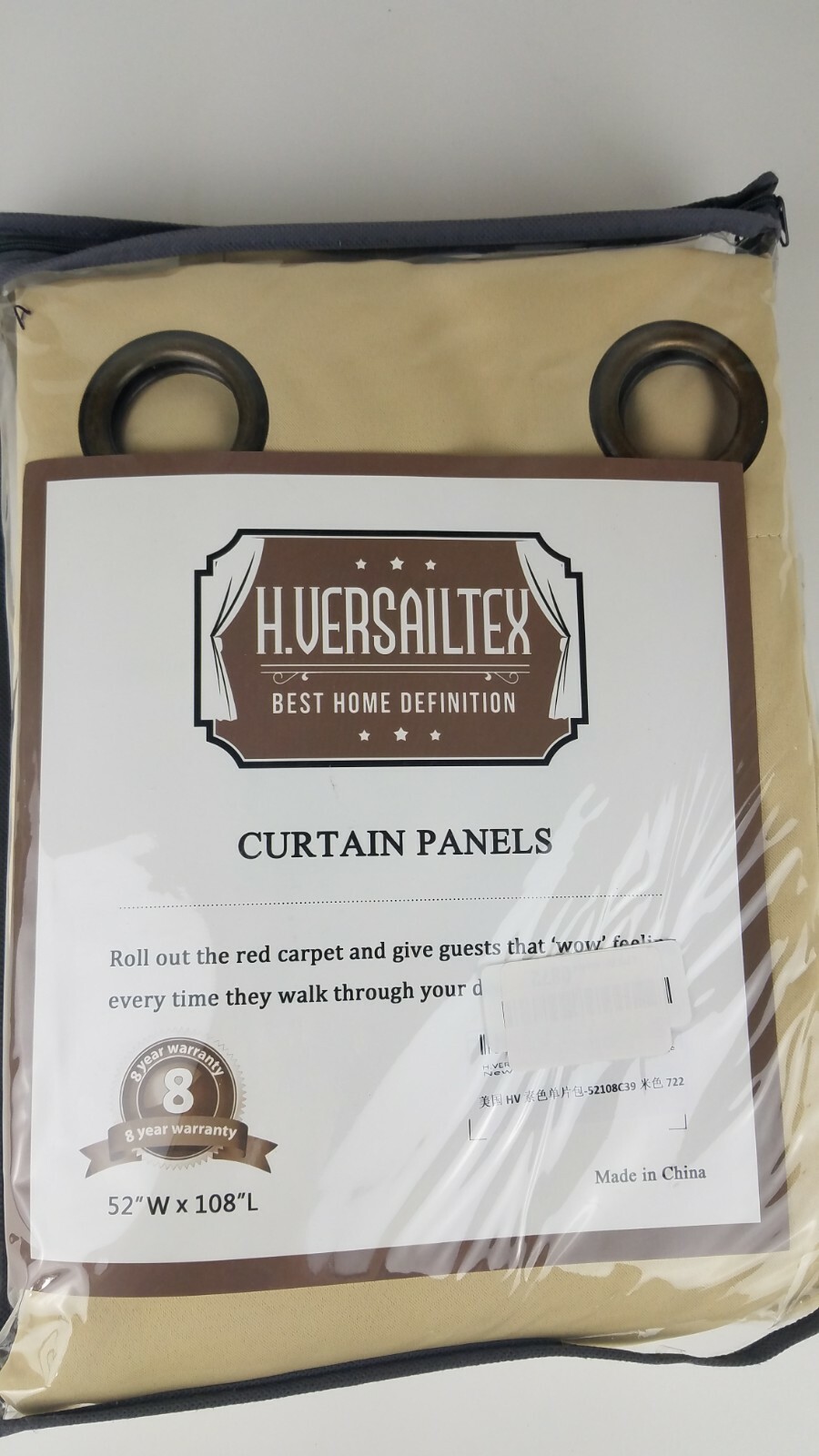 H.Versailtex Elegant Beige Blackout Microfiber Curtain, 1 Panel, Grommet, 52×108