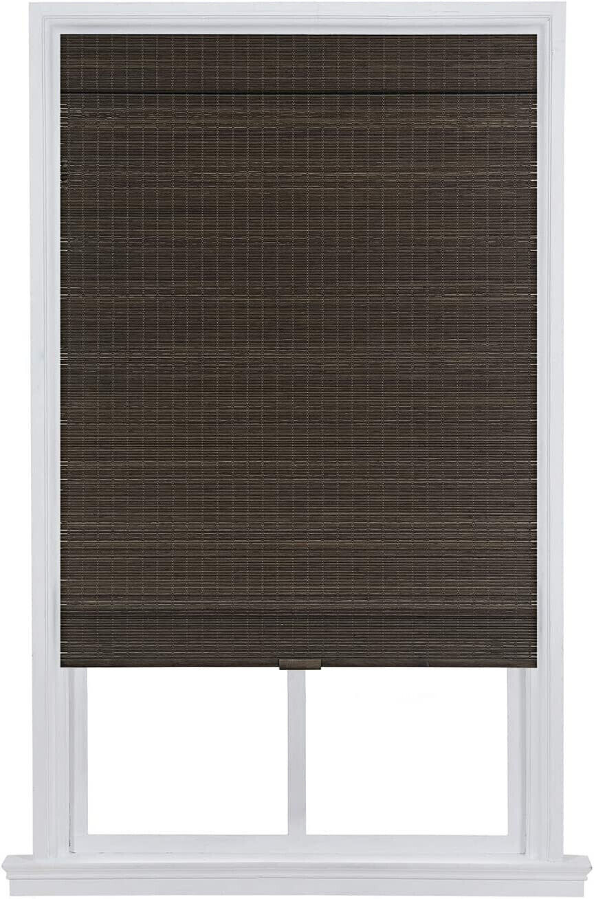 31 x 64 in Whittier Cordless Zig-zag Bamboo Roman Shades Dark Umber WS07040D-31