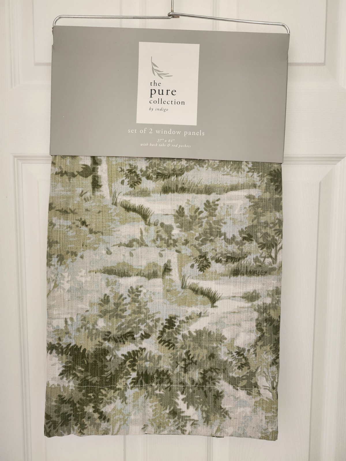NWT The Pure Collection 2 Window Panels 37″x84″ Green Botanical Cottagecore