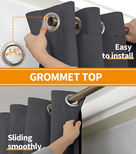 Short 100% Blackout Curtains 54 Inch Long 42″W x 54″L (Pack of 2) Dark Grey