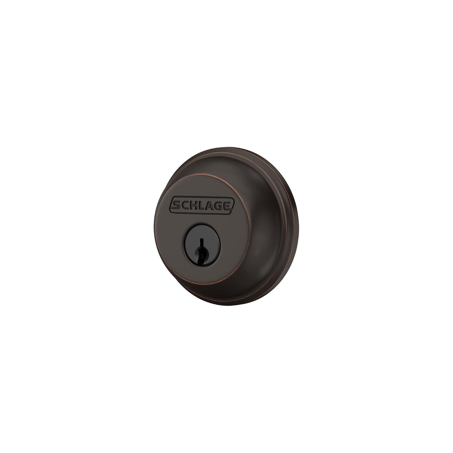 Schlage B60 N 716 Deadbolt, Keyed 1 Side, Highest Residential Security, Aged Bro