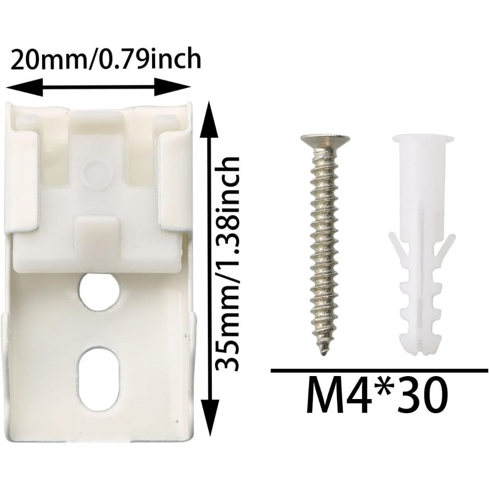 12pcs Curtain Track Mounting Bracket White Ceiling Mount Brackets 10mm for