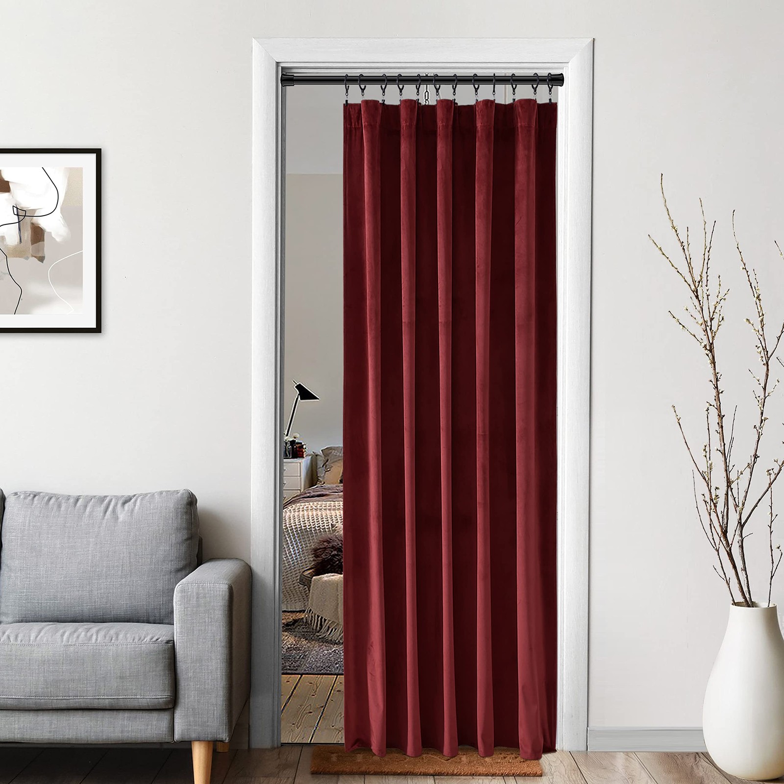 Burgundy Curtains for Bedroom,Blackout Velvet Victorian Room Darkening Insula…