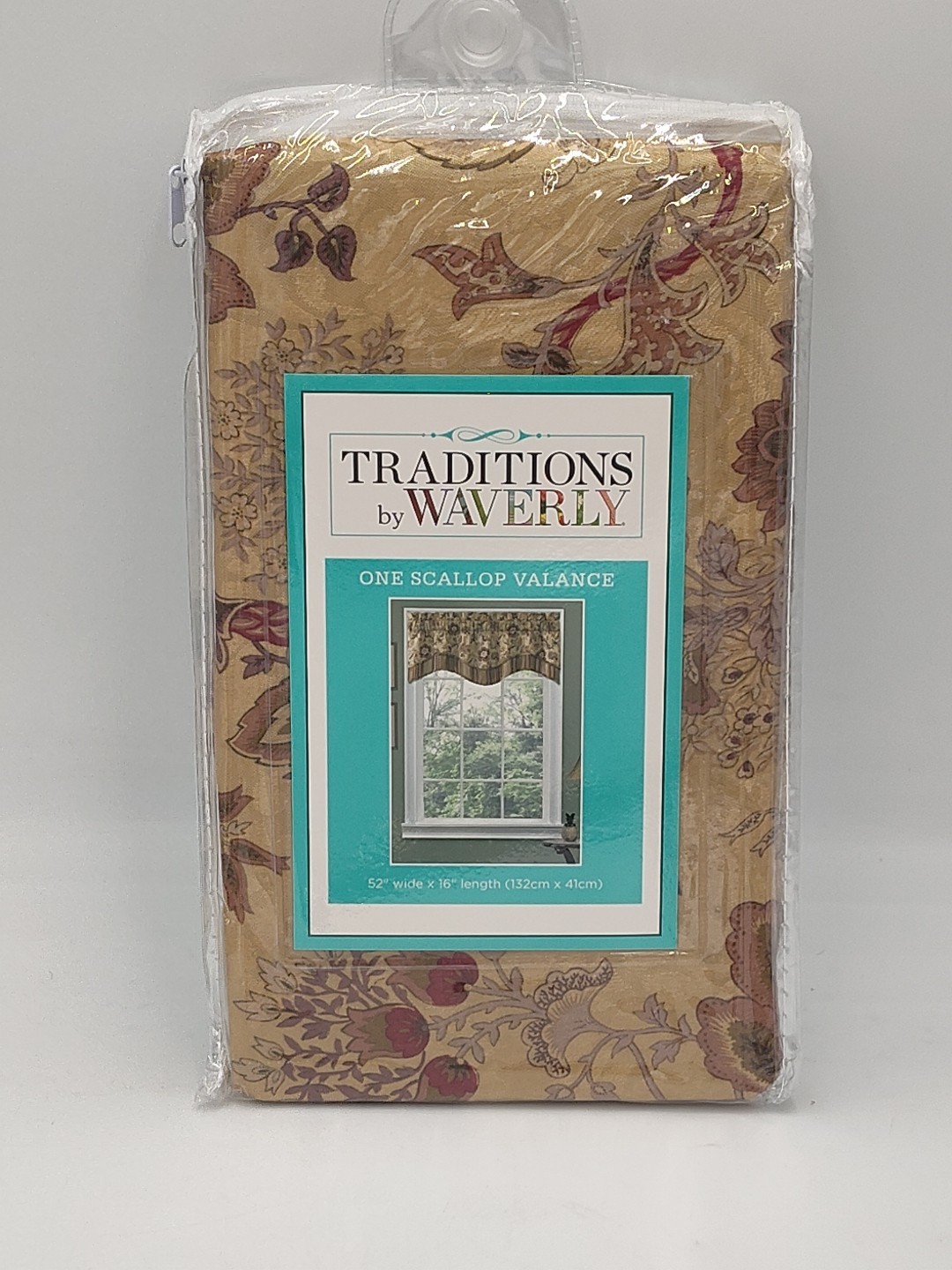 Traditions by Waverly Window Valance One Scallop Navarra Antique 52″x16″ NIP New