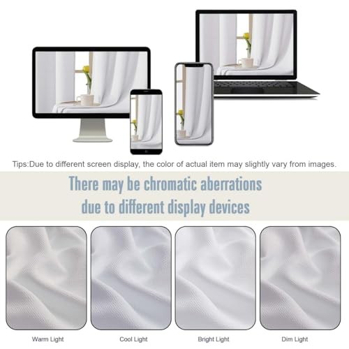 Kitchen Curtains Tier 36 Inch Length 2 Panels, 30″W x 36″L (Pack of 2) White