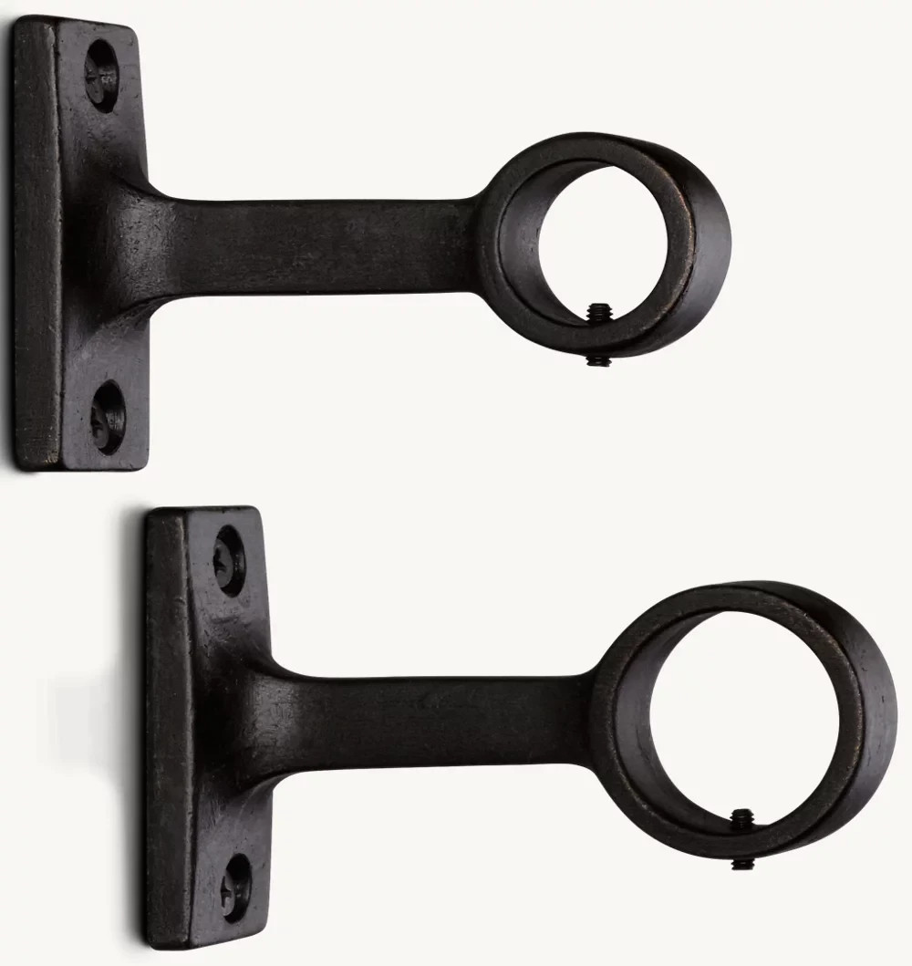 Restoration hardware Dakota Curtain Rod End Brackets Set of 2 Large Iron