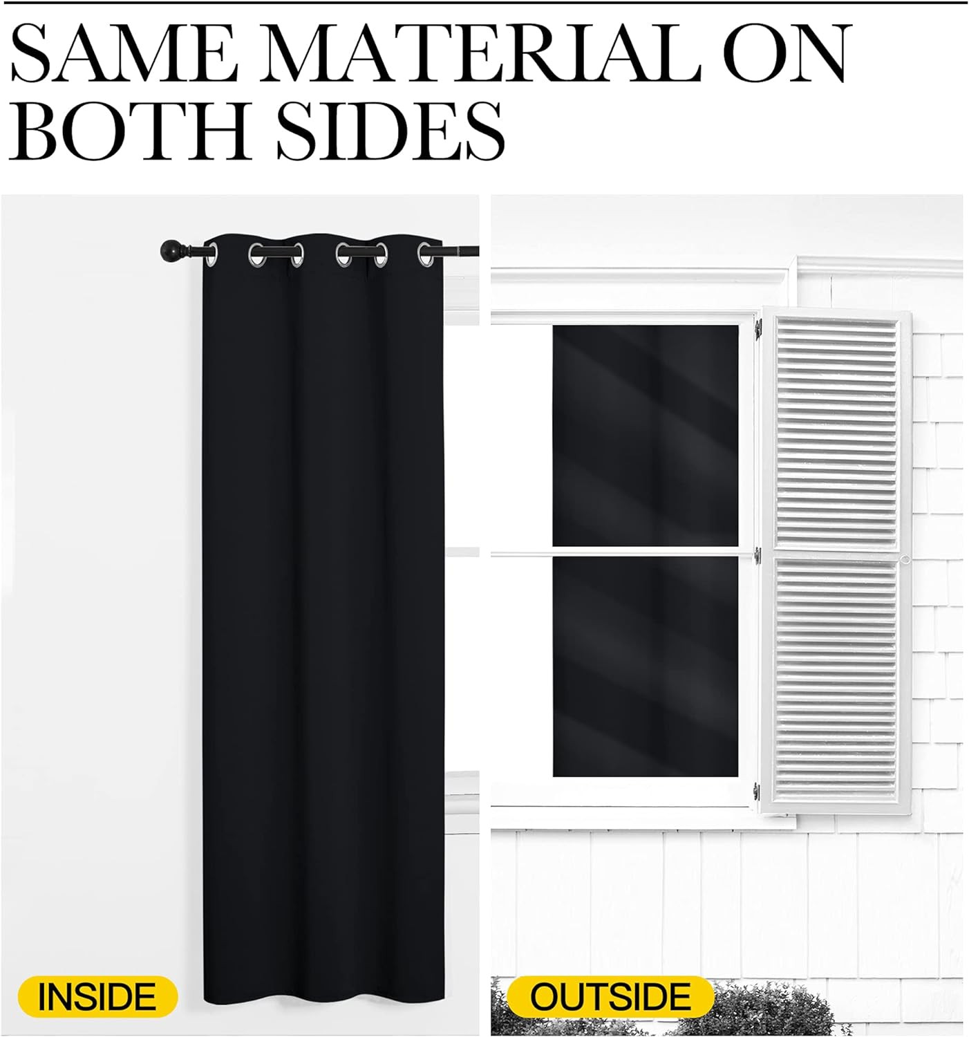 Halloween Pitch Black Solid Thermal Insulated Grommet Blackout Curtains Bedroom