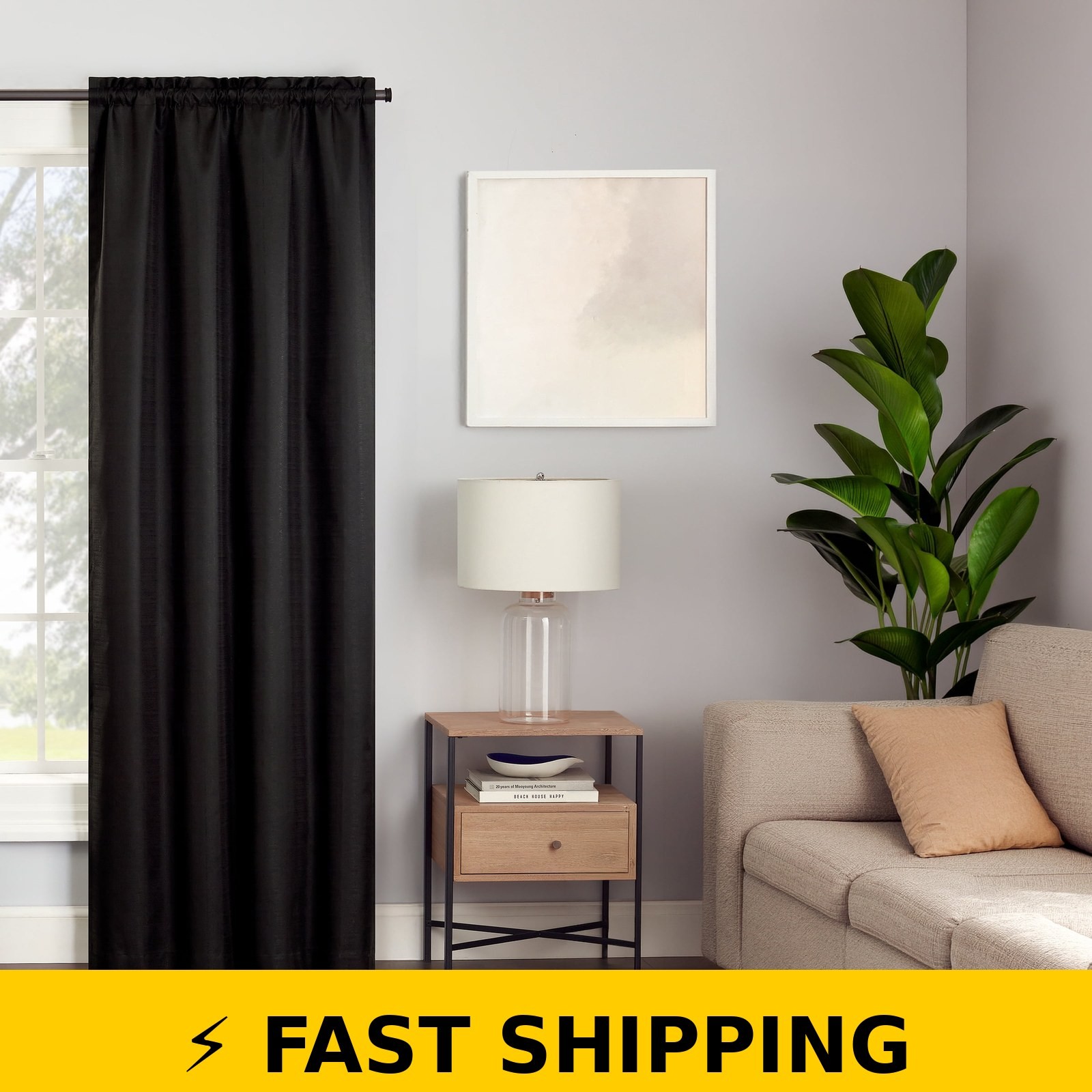 Eclipse Samara Solid Blackout Curtain Panel 42″ W x 84″ L Black