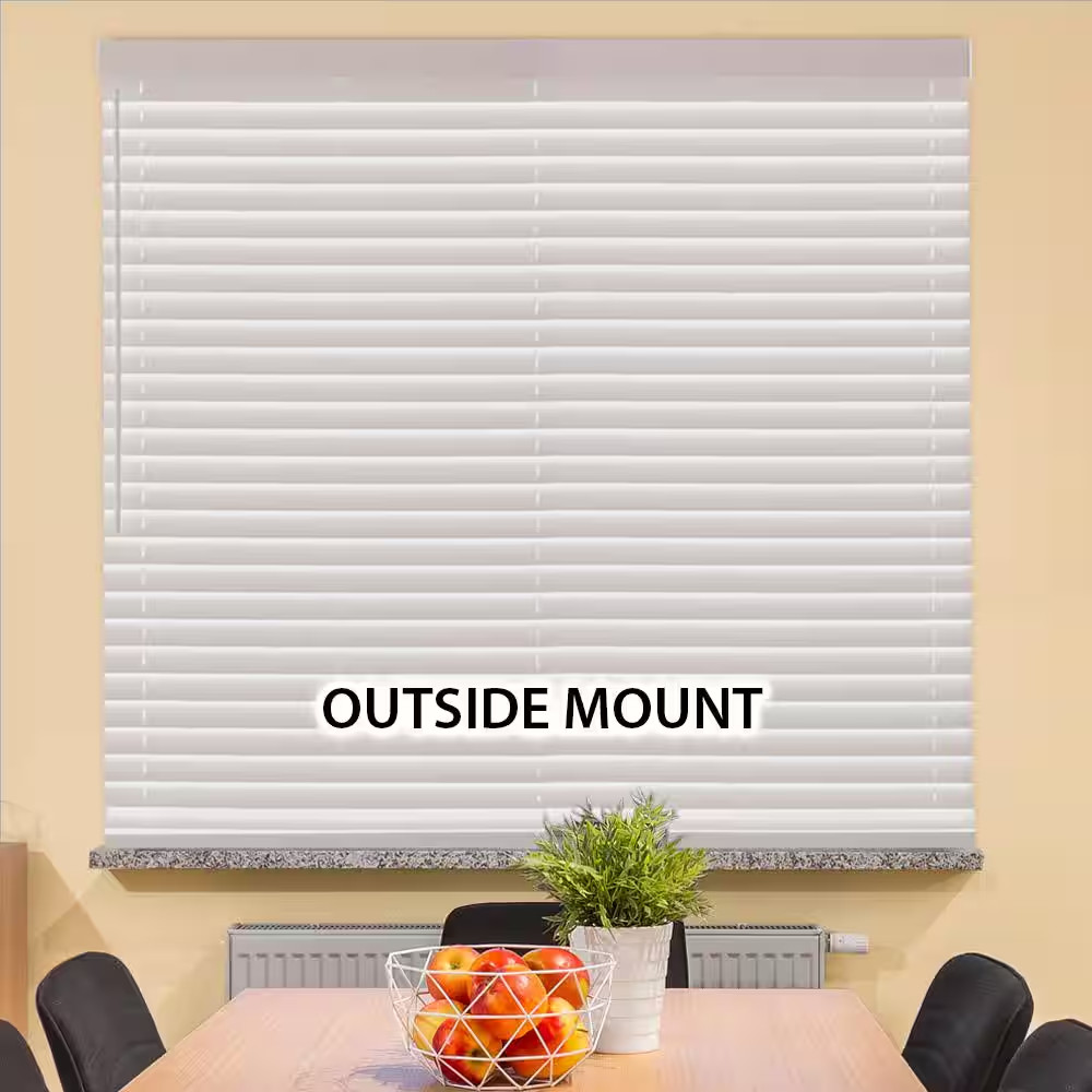 34×72 in White Cordless Faux Wood Blind Room Darkening Privacy Window Shade Wand