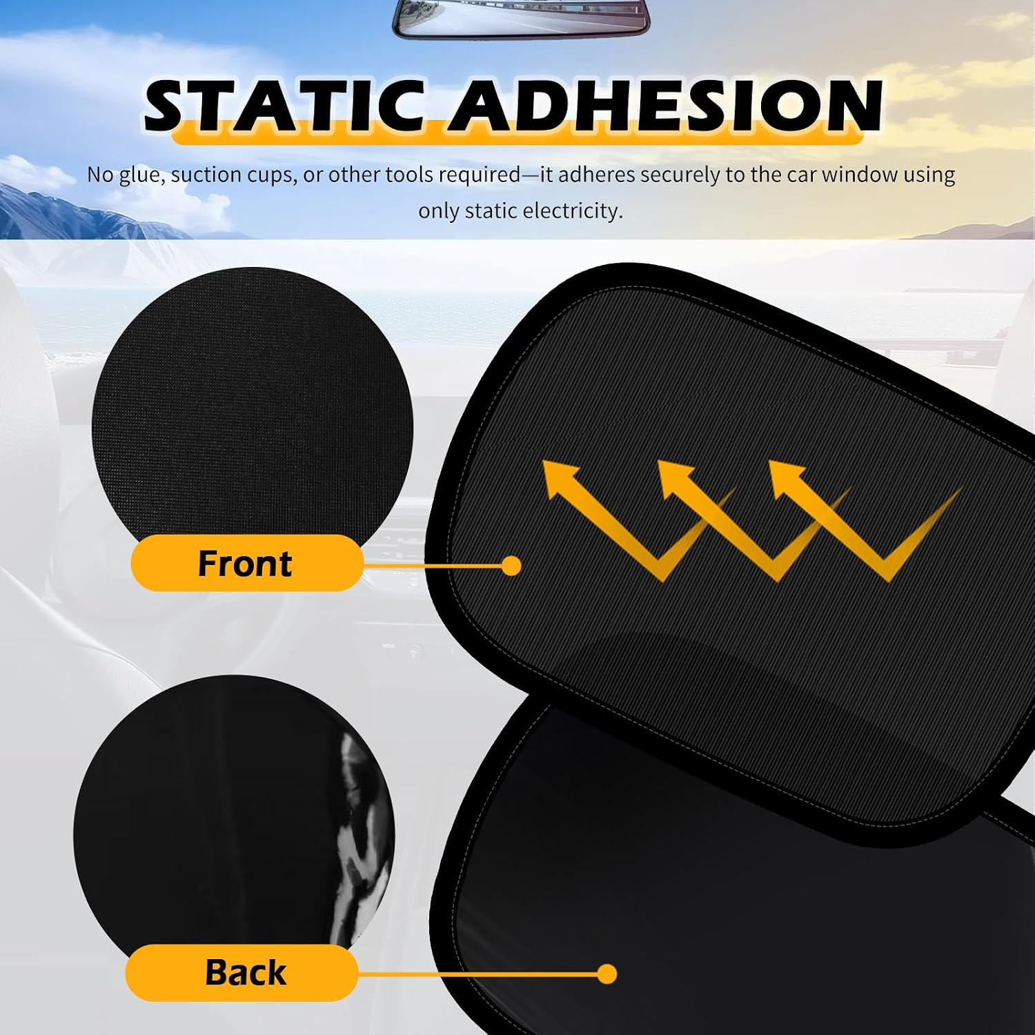 2PCS Mini Static Cling Car Window Shades,10×7.28 Car Shades for Side Windows to