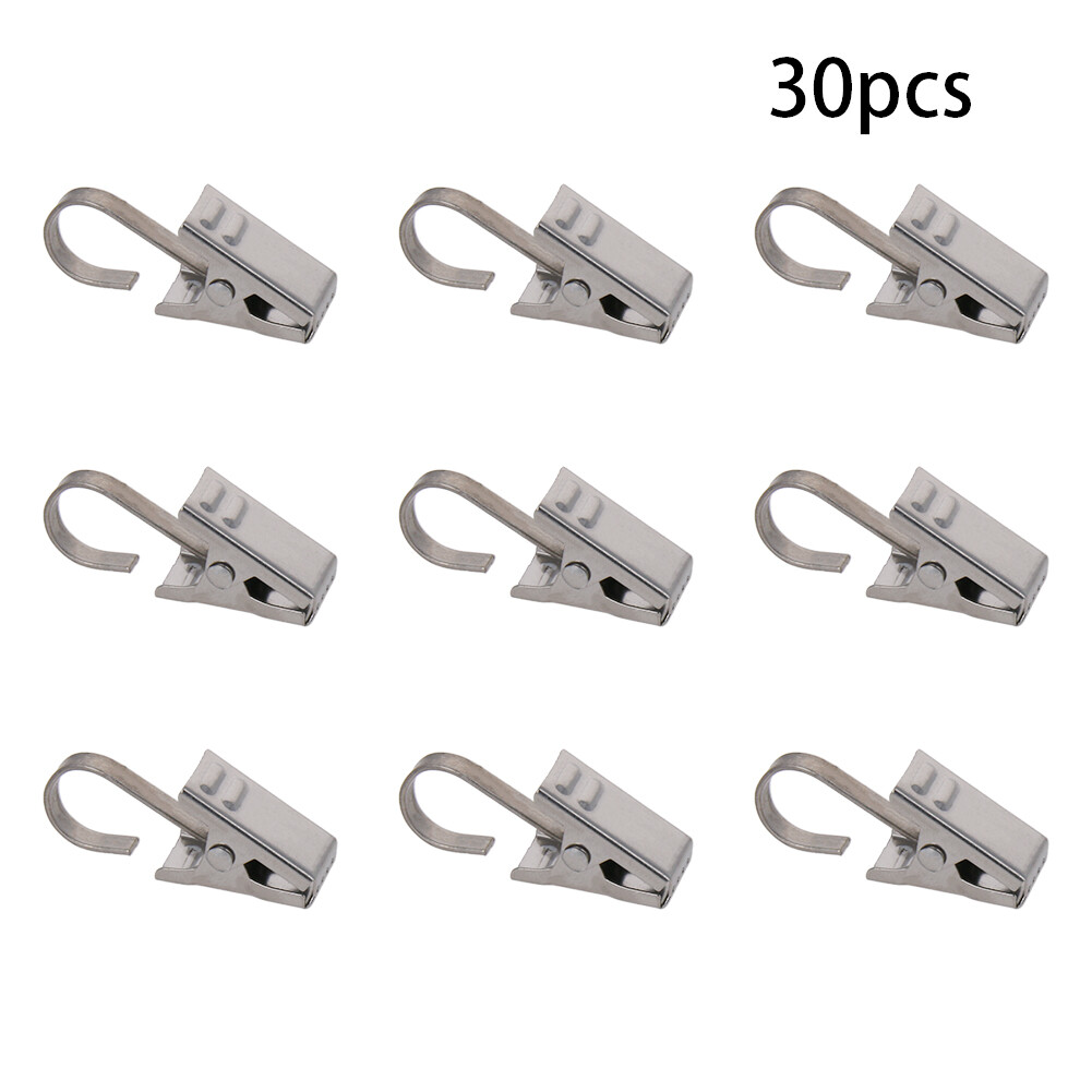 Curtain Clips Strong Stainless Steel Pole Rod Hooks with Clips 9.6x14mm
