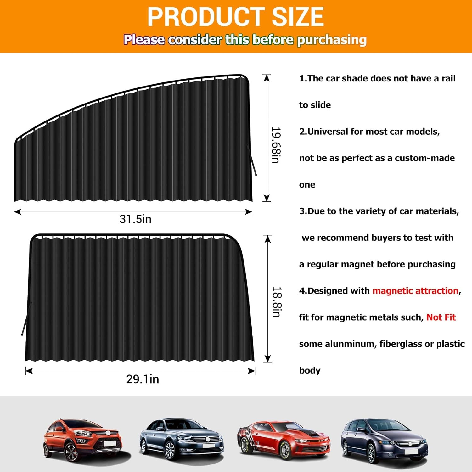 ZATOOTO 4 PCS Side Window Sun Shade Black Privacy Sunshade – Front back 4 pcs