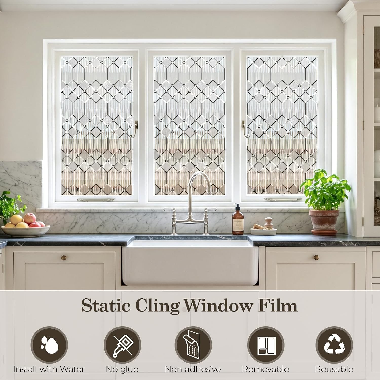 17.5 x 78.7 Inch Frosted Glass Window Film for Bedroom Front Door,Static Cling
