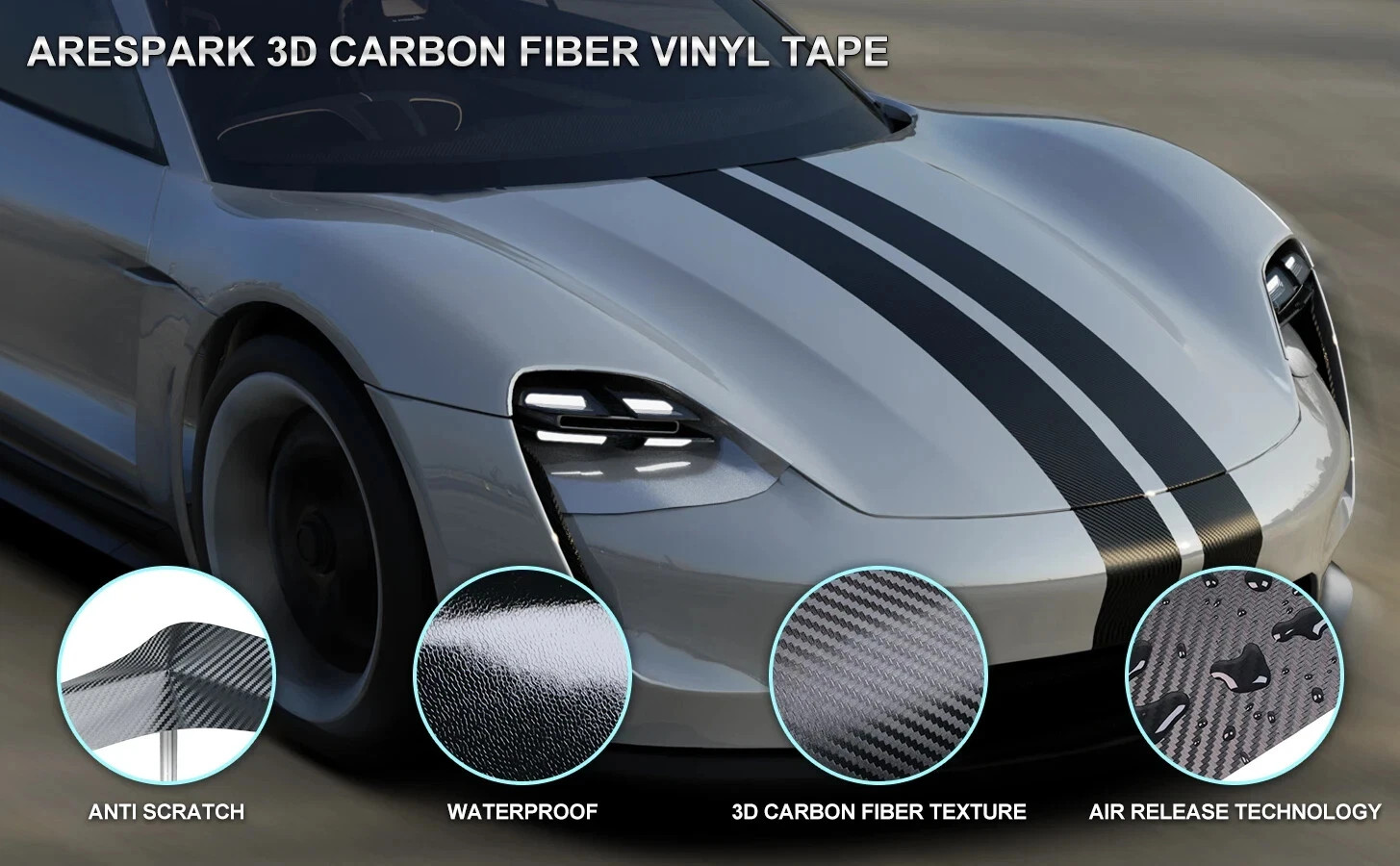 Carbon Fiber Car 3D Tape Sticker Door Mirror Self Adhesive Paste Protector Strip