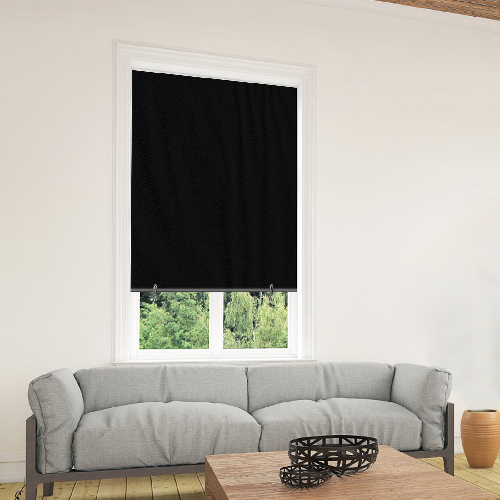 100% Blackout Roller Shades, No Drill No Tools Cordless Window Blackout Blinds