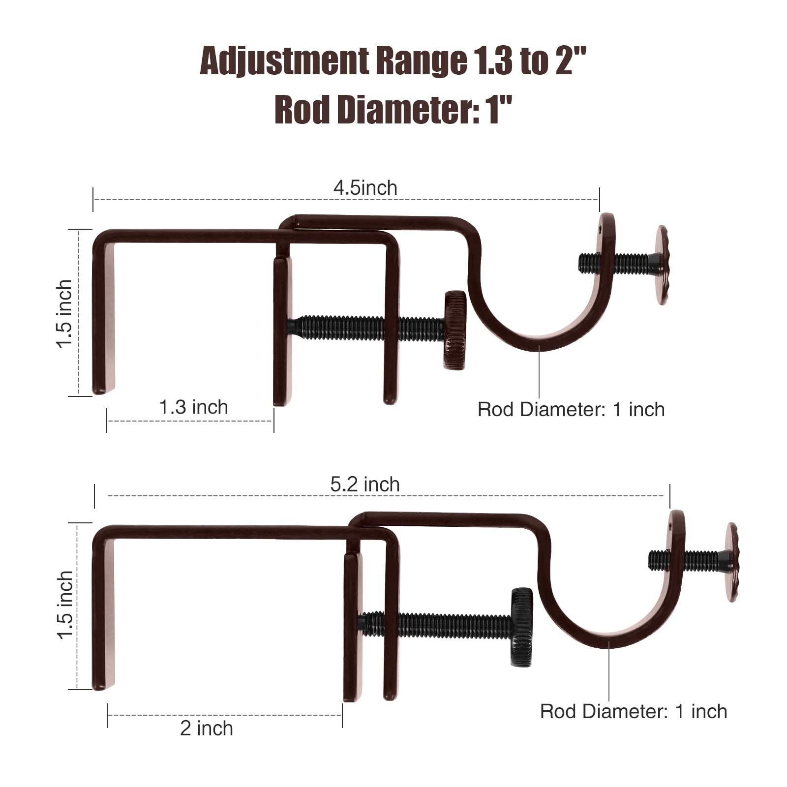 3 Pack Brown Outside Mounted Blinds Curtain Rod Bracket Attachments