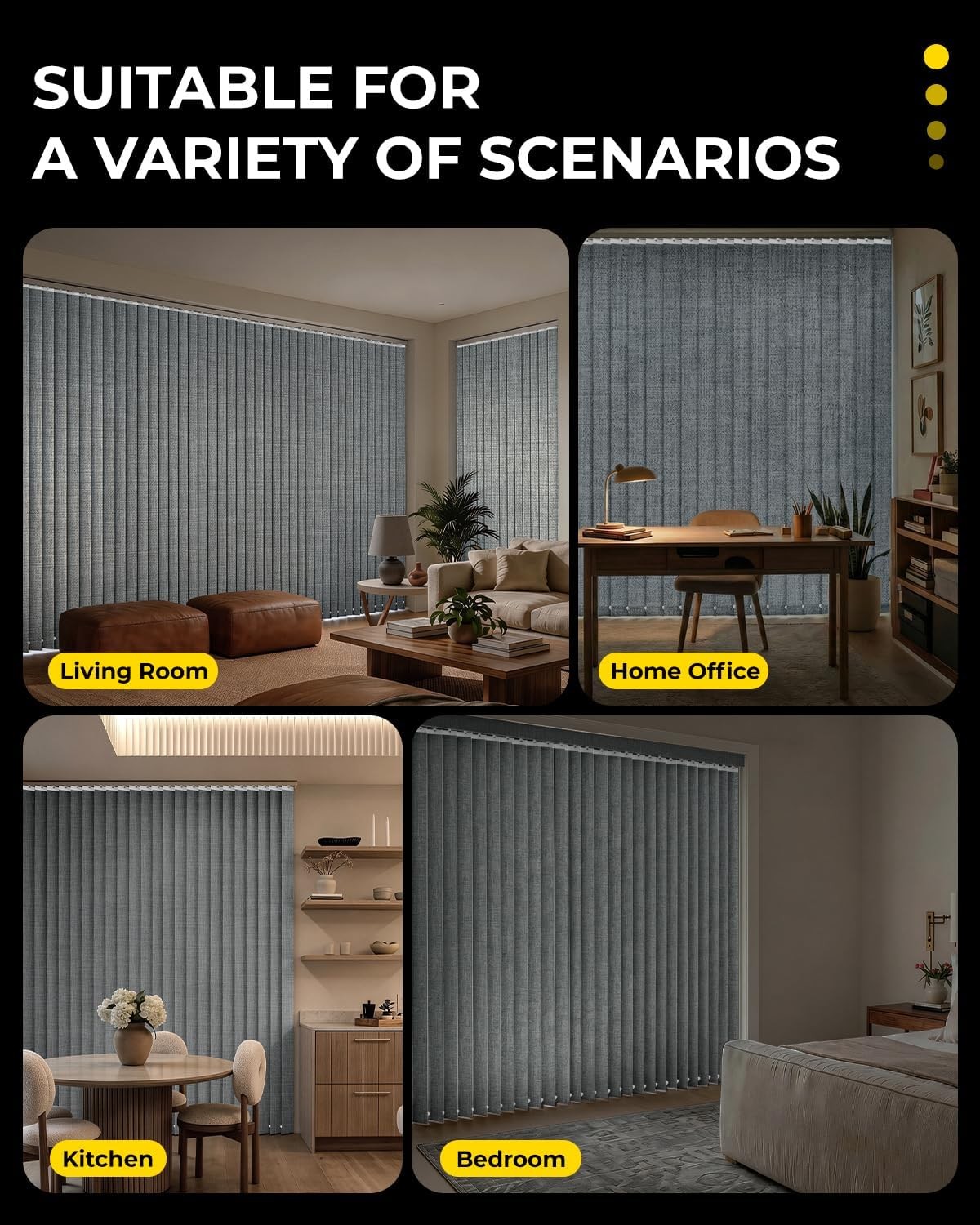Vertical Blind Replacement Slats, 3.5×82.5 in, Grey | Blackout Material, 20