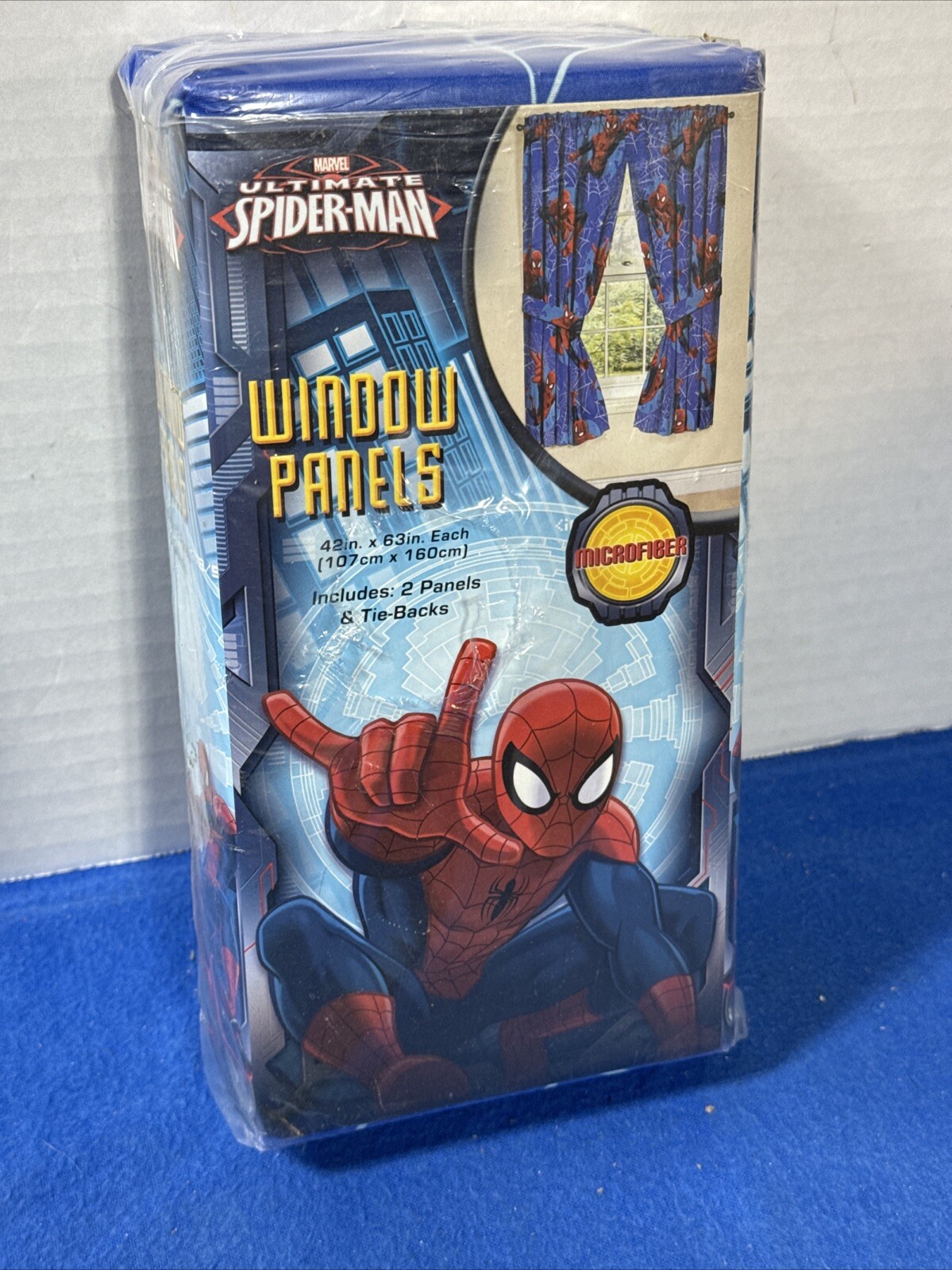 Jay Franco & Sons Marvel Spiderman 42″ x 63″ Curtain Panel Pair w Tiebacks New