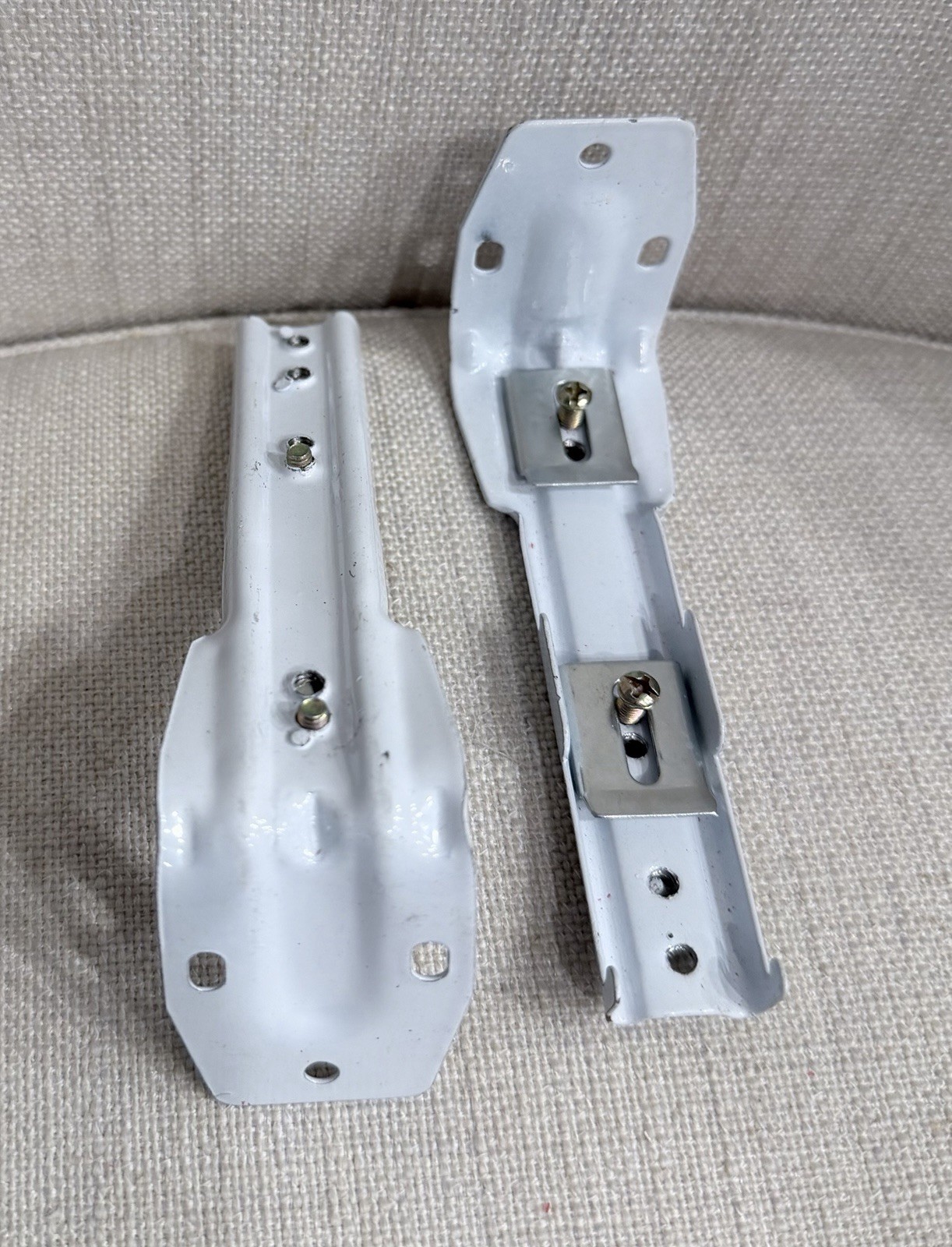 Pair Of White traverse curtain rod brackets