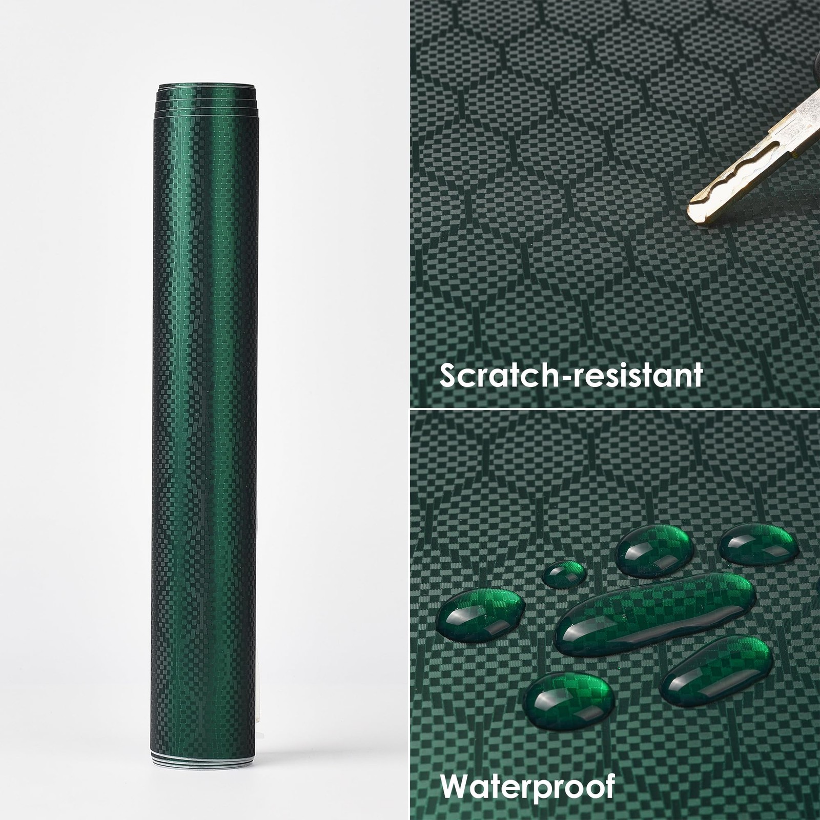 AuMoHall Matte Dark Green Honeycomb Carbon Fiber Car Vinyl Wrap Roll 4D Carbon