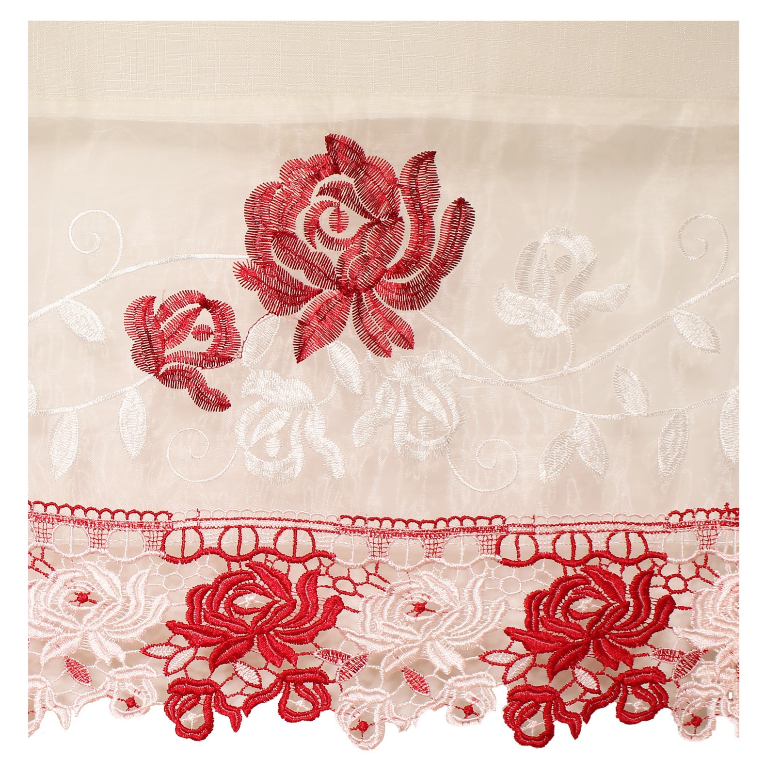 Alison Embroidery Design Kitchen Home Curtain with Swag and Tier Set 36″ x 60″