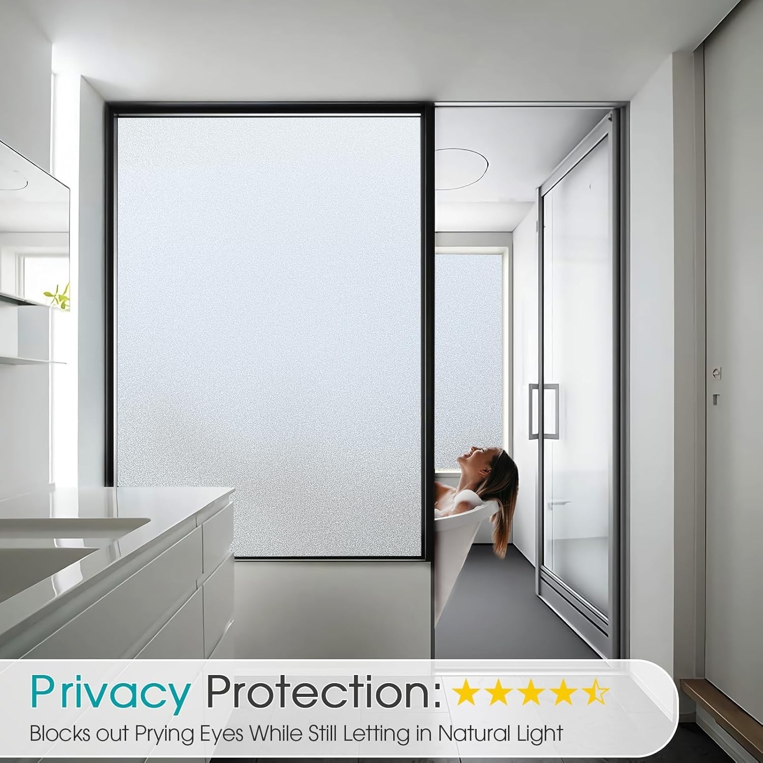 Window Privacy Film Frosted Glass 17.5 x 78.7 Inch Vinyl Anti Glare Clings