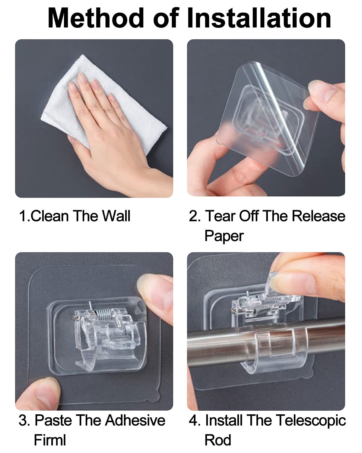 Curtain Rod Bracket No Drilling 16pcs, Self Adhesive Nail Free Curtain Rod Wa…