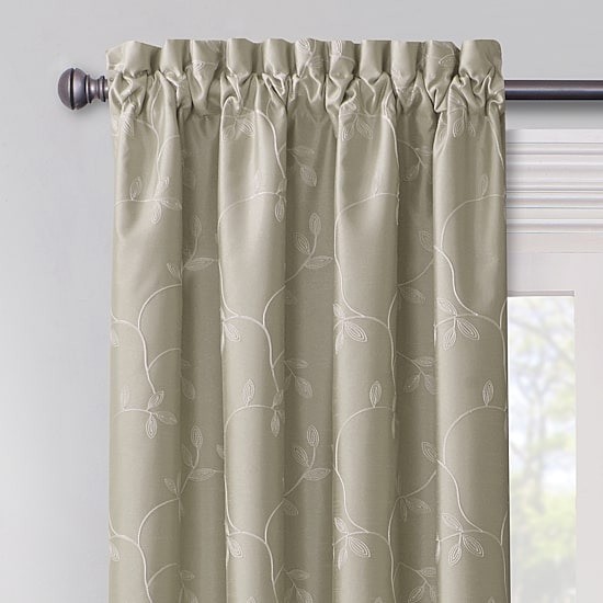Max Blackout Mystique Blackout Curtain Panel Ivory 50×84 Rod Pocket Embroidered