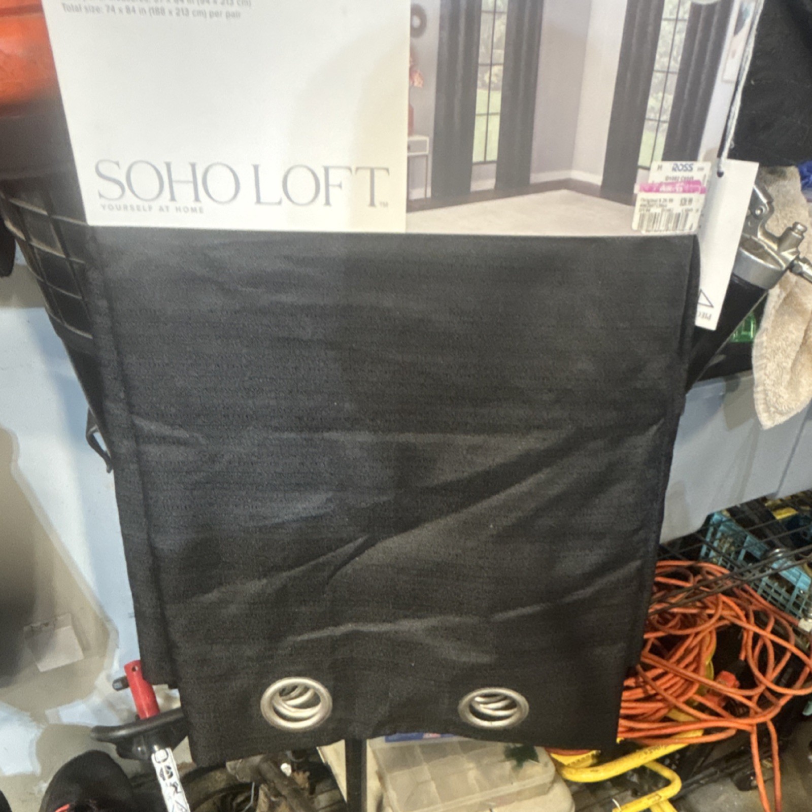 SOHO LOFT 4-Piece Blackout Window Panel Set, Black, Grommets, 99% Blackout