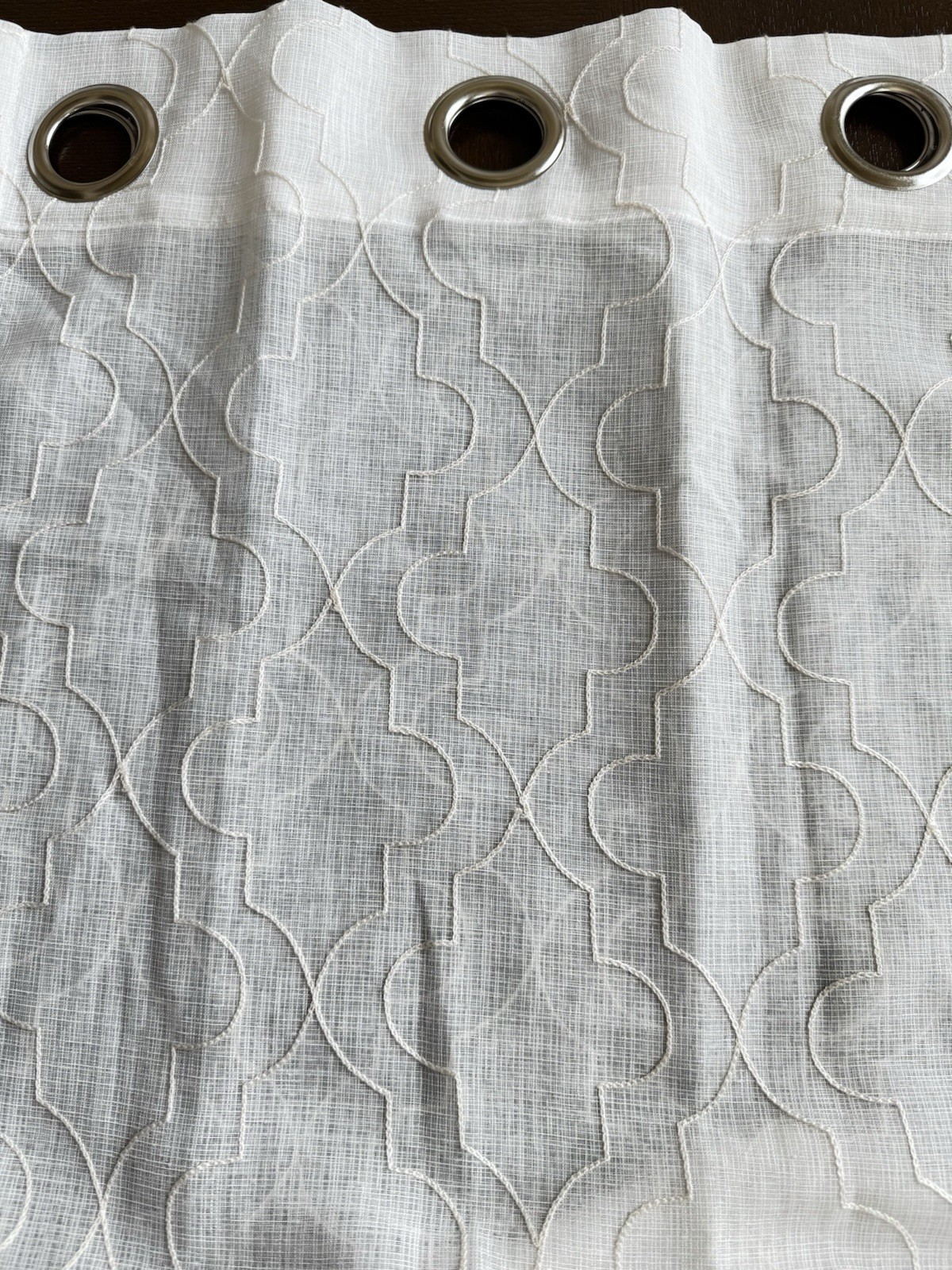 Rodeo Home – 2 Ivory Embroidered Moroccan Trellis Sheer Curtain Panels 54×96