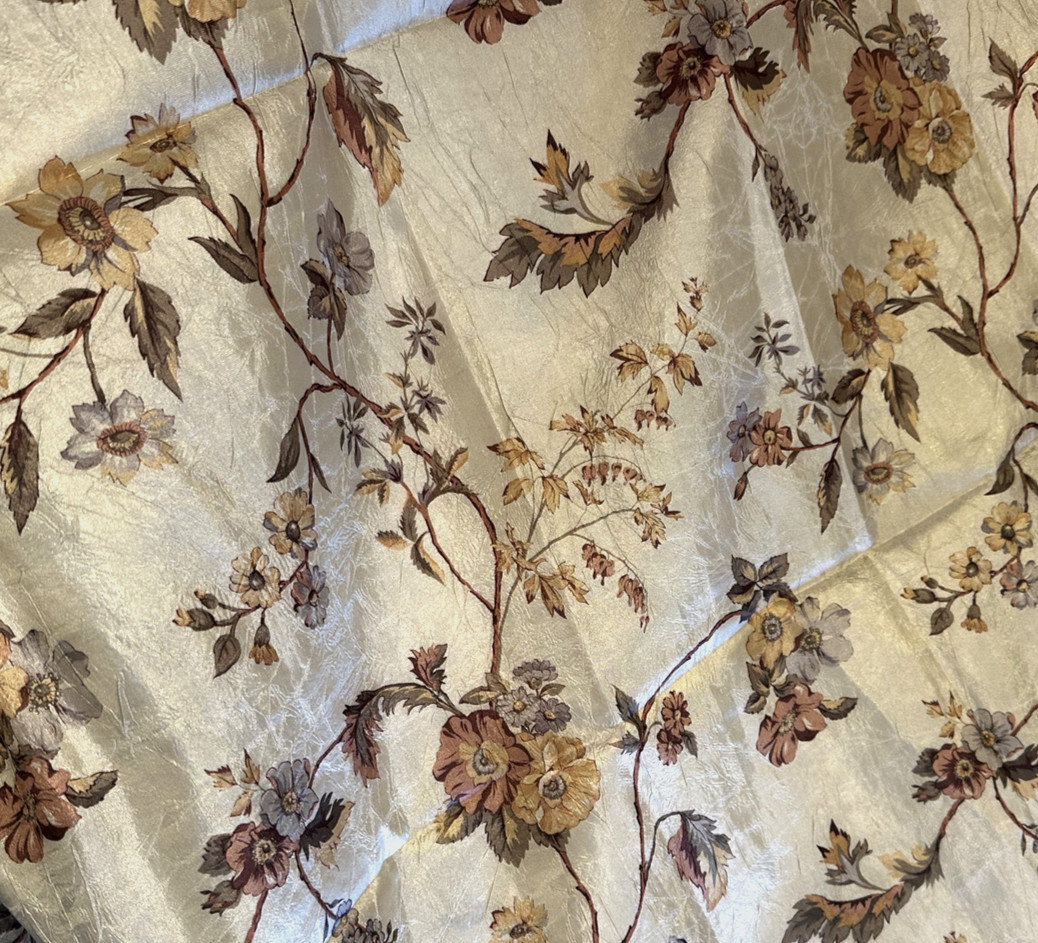 Farmhouse Floral Curtain Panels 50×84 Set 2 Cream Botanical Window Treatment