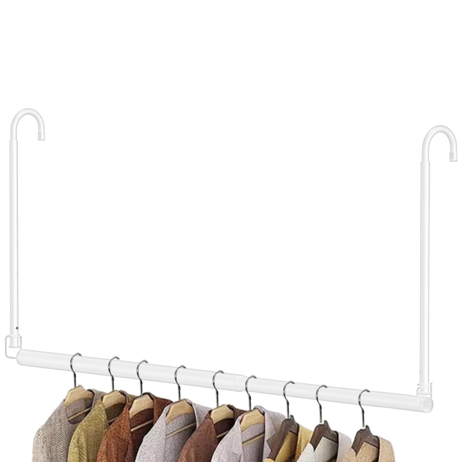 Hanging Closet Rod, Adjustable Height & Width Closet Rods for Hanging Clothes…