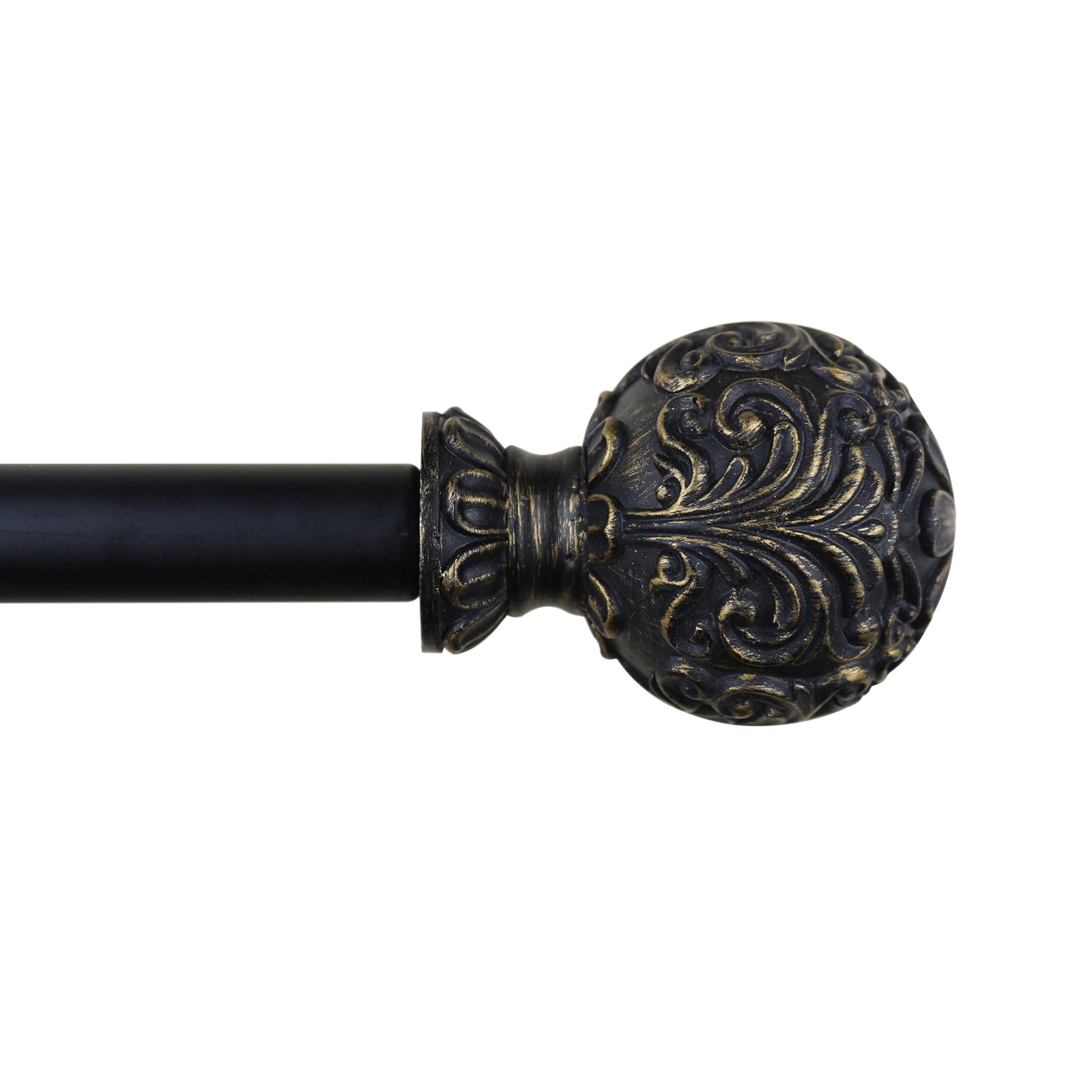 1″ Adjustable Single Drapery Curtain Rod With Scroll Ball Finials, 28″-120″