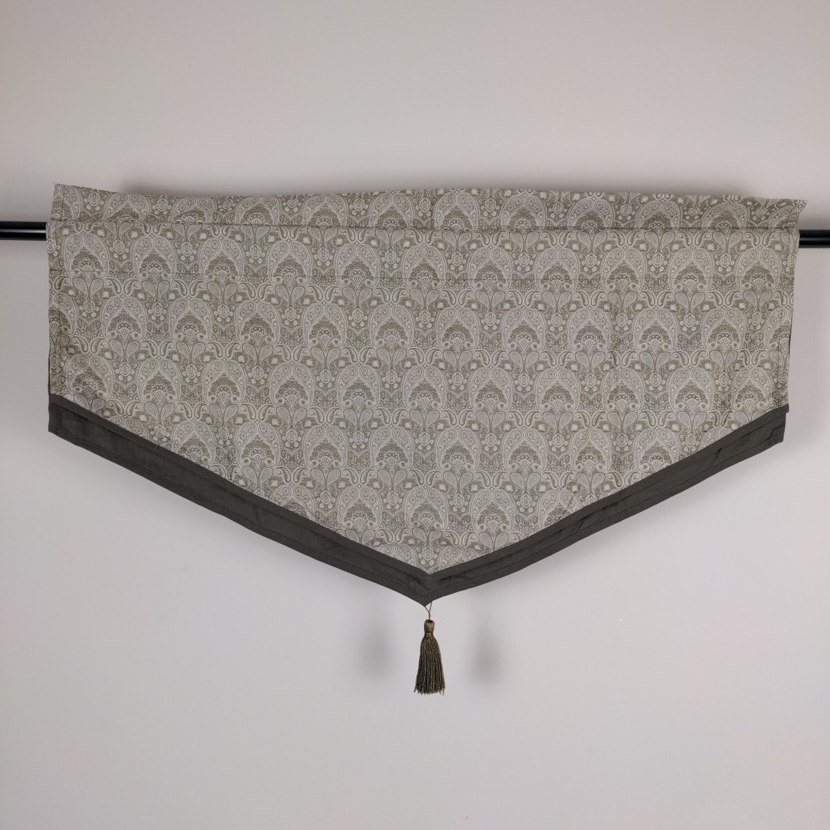 3x Croscill Curtain Valances Brown Paisley Embroidered Layered Tassel 39 x 22.5