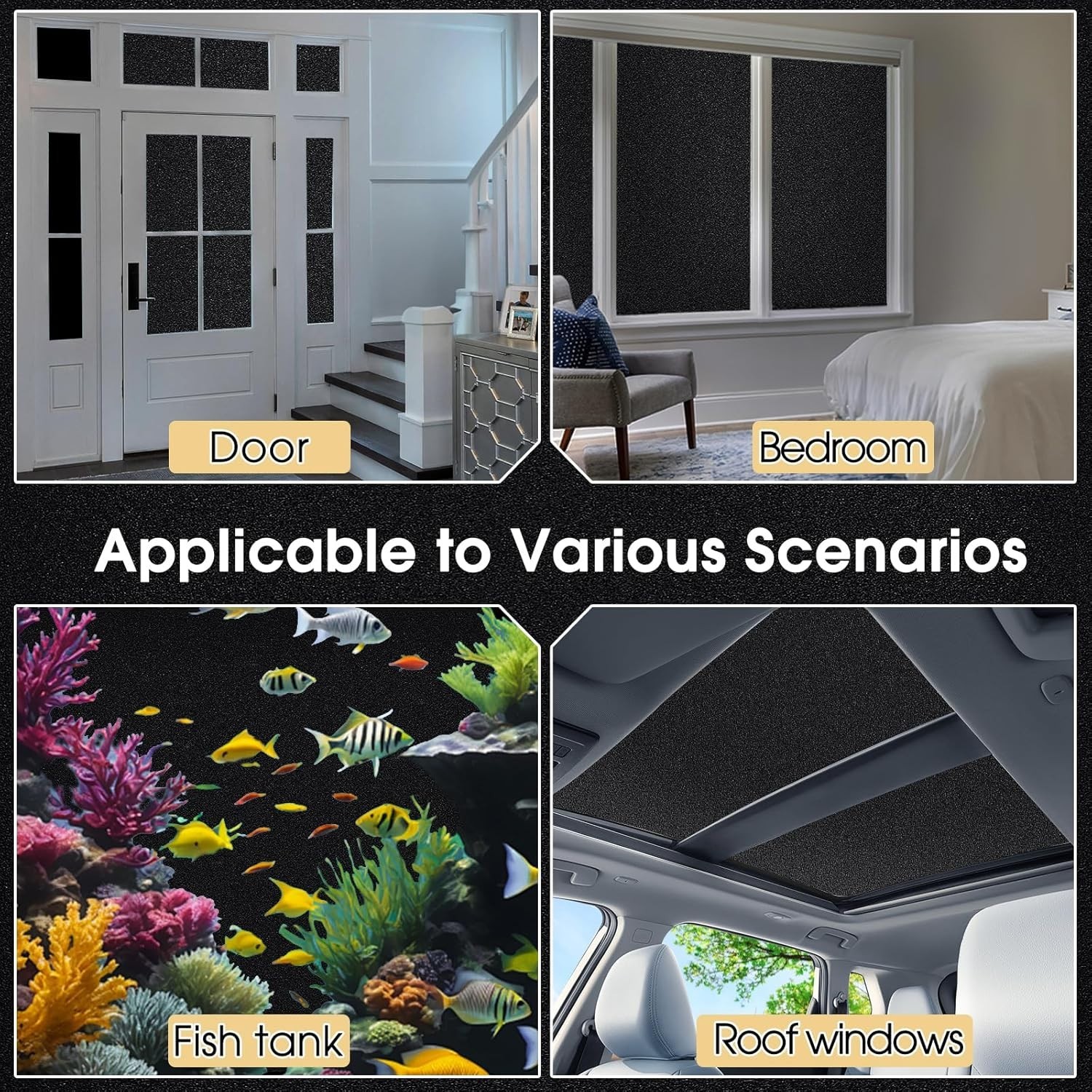 Removable Static Cling Blackout Window Film, 17.5 x 78.7 Inch, Renter Friendly
