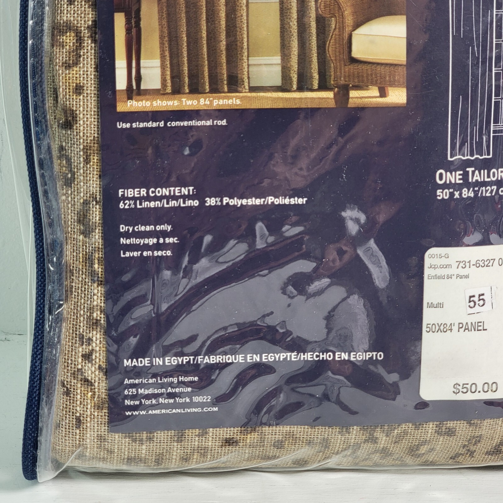 American Living Enfield Leopard Spot Sheer Curtain Panel Rod Drape 50″ X 84″