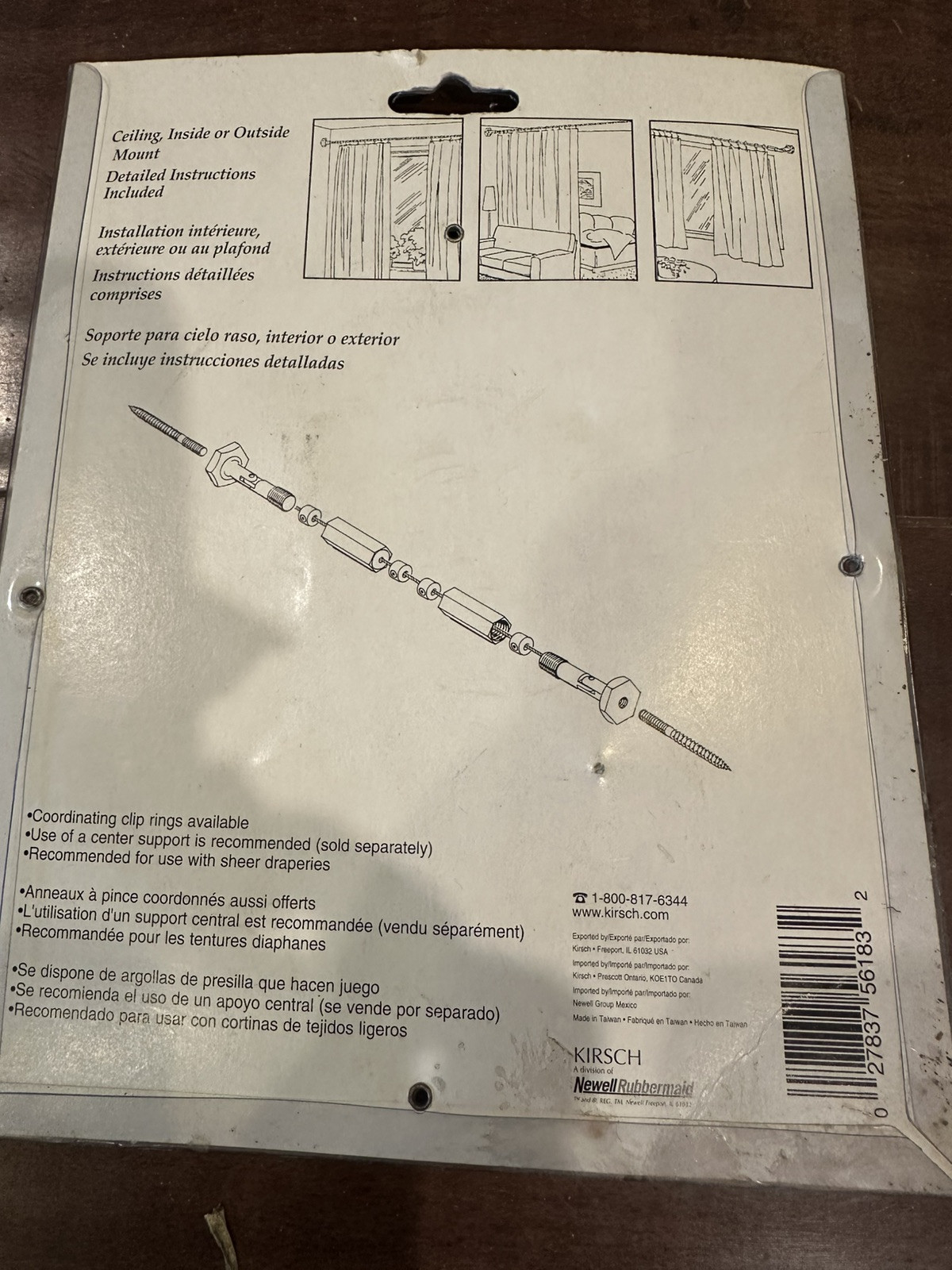 Kirsch Cable Rod Assembly 16′ Feet Satin Nickel Ceiling Inside Outside Mount