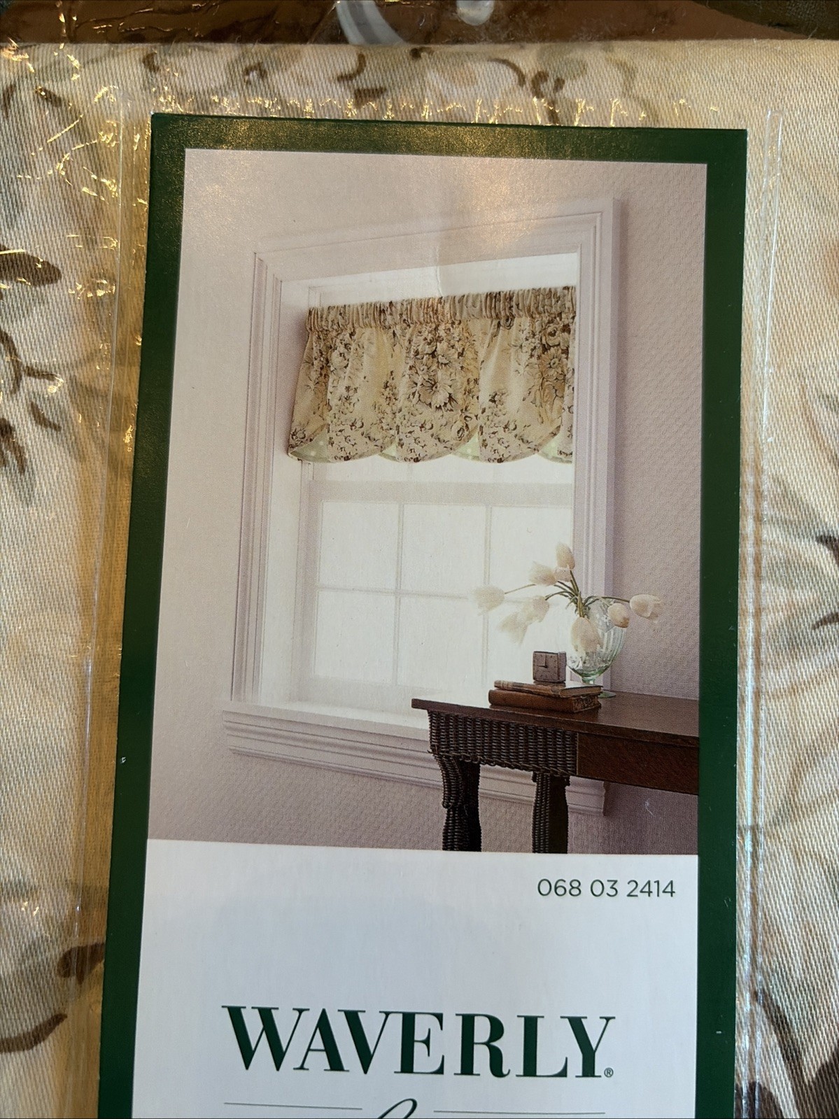 NEW Waverly Home Floral Tan Green Brown Scalloped Valance 72” x 18”