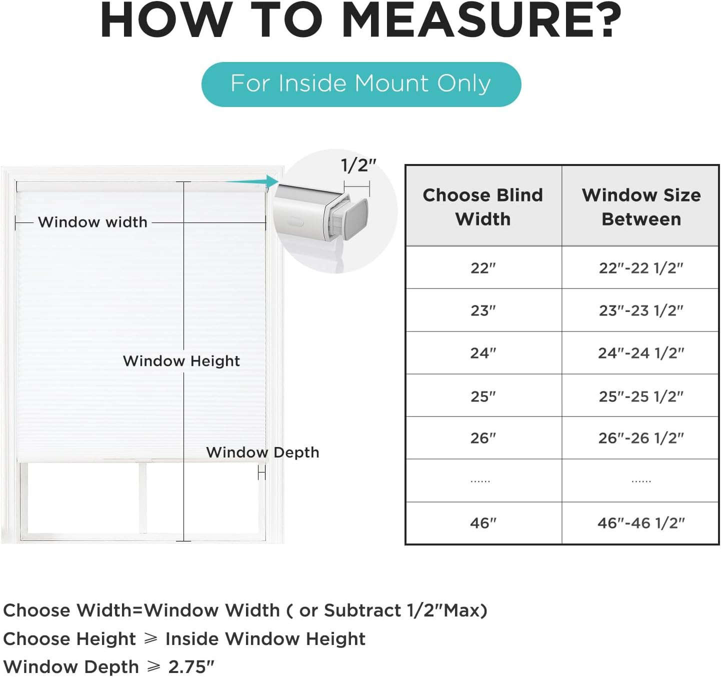 Cordless Honeycomb Shades, Light Filtering, Insulating Blinds 22″ W X 64″ H