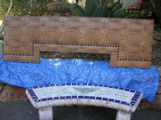WIDOW TREATMENT UPHOLSTERED CUSTOM MADE CORNICE BOARD FAUX ALLIGATOR NAILHEAD
