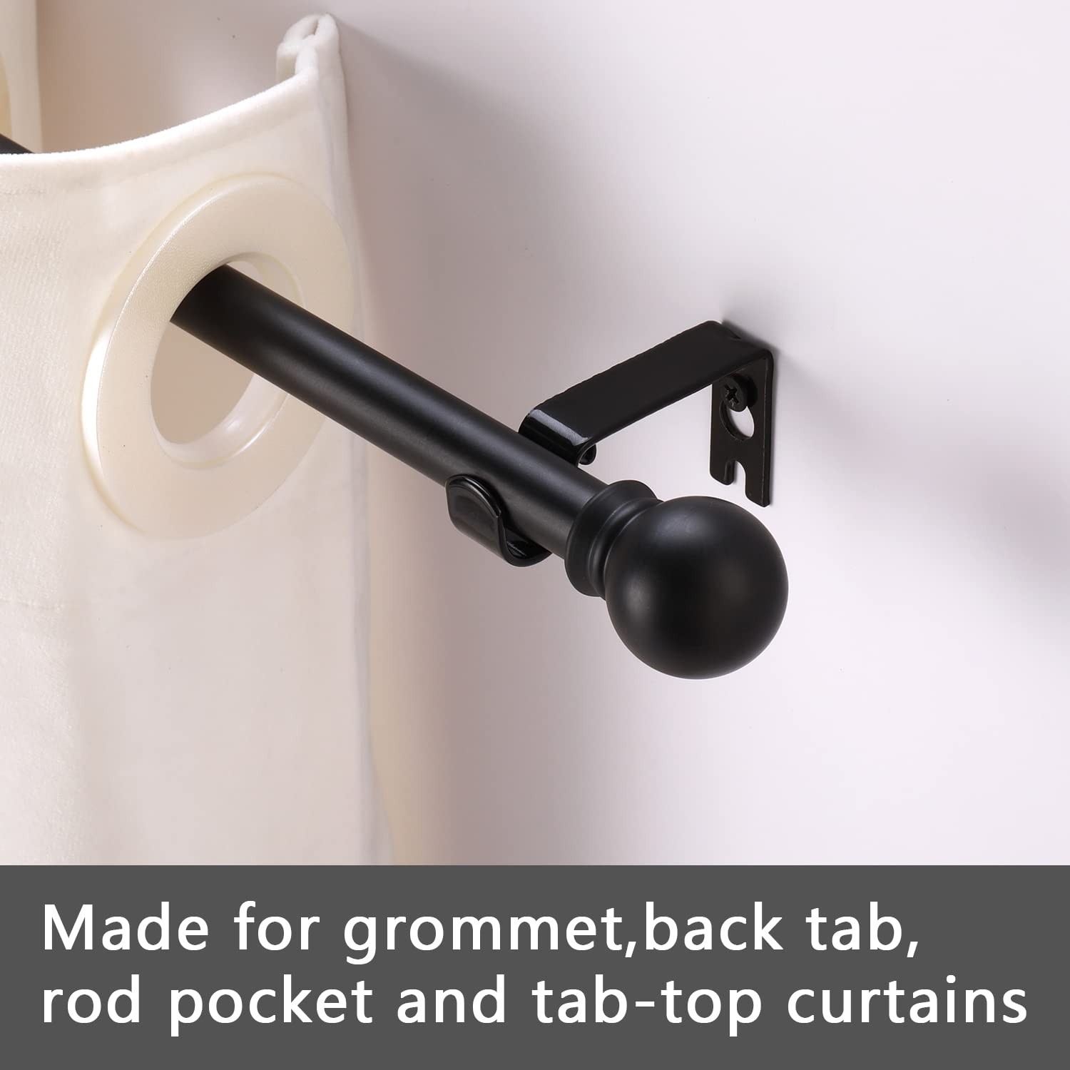 Curtain Rods For Windows 32-62 Inch, 5/8 Inch Decorative Matte Black Splicing