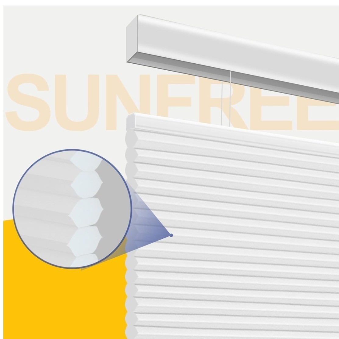 Top Down Bottom Up Cellular Blinds White Honeycomb Shade 35W x 64H Cordless