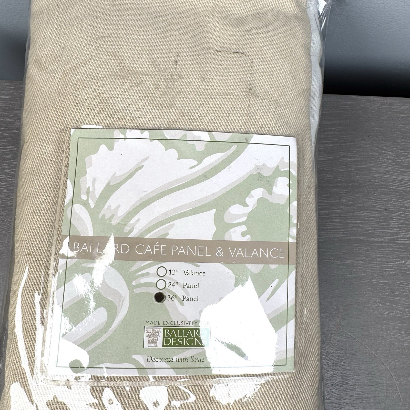 NIP Ballard Designs Twill Cafe Panel And Valance Khaki 44” X 36”