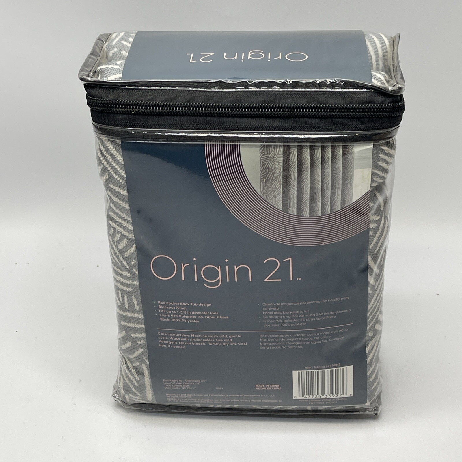 Origin 21 84-in Grey Abstract Room Darkening Thermal Lined Back Tab Single Panel