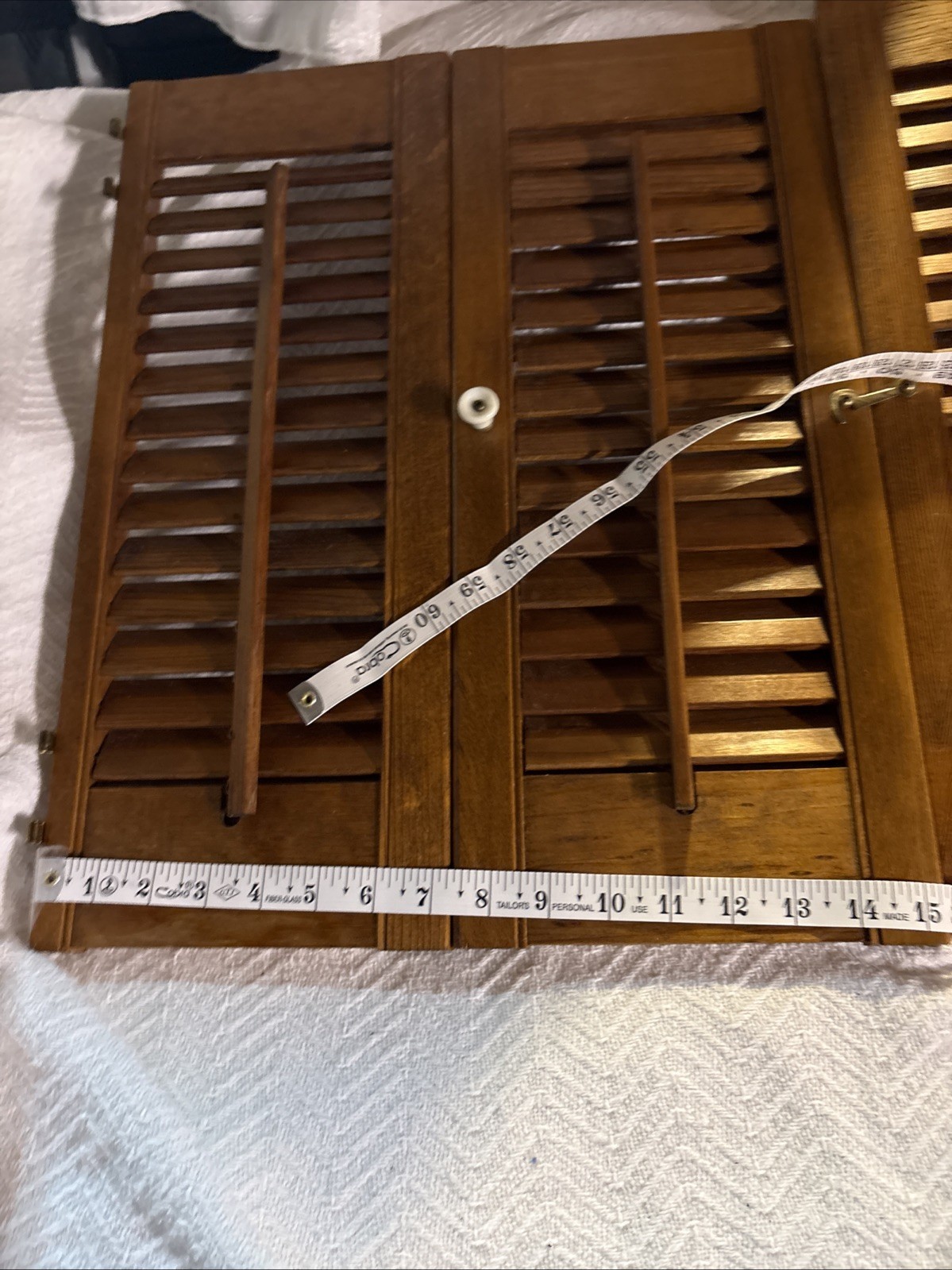 Vintage Plantation Window Shutters Set 19″x 15 1/4 “Wood Interior Louver Brown