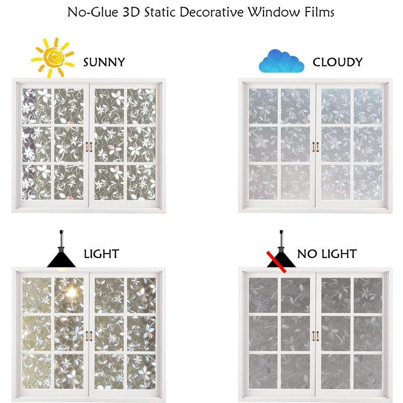 UK Translucent Stained Static Cling Glass Stickers 3D Floral Window Film Decor