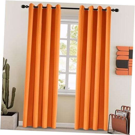 Orange Blackout Curtains Thermal Insulated 52″W x 96″L (Pack of 2) Orange Tiger