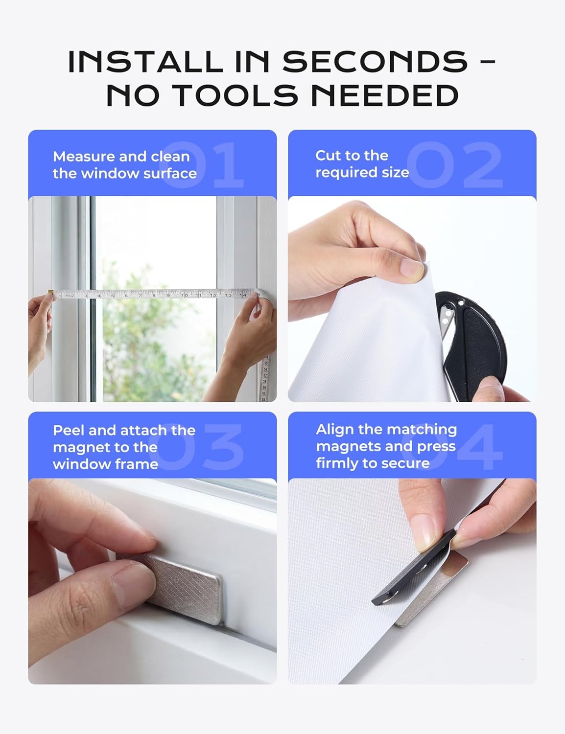Magnetic Blackout Window Cover for Bedroom, Portable Temporary No Drill Blackout